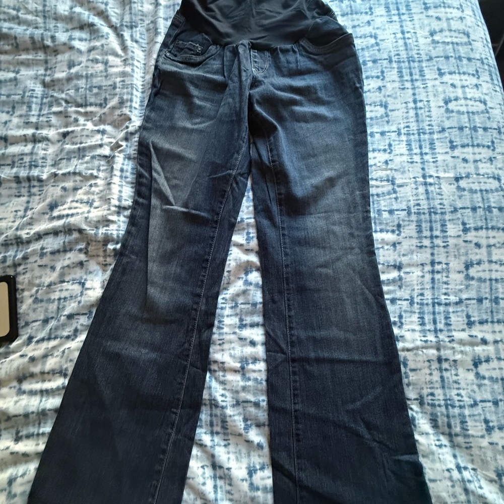 Destination Maternity Blue Flare Wide Leg Jeans